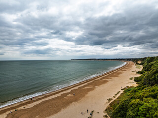 Highcliffe Beach from drone, Highcliffe, Dorset, England