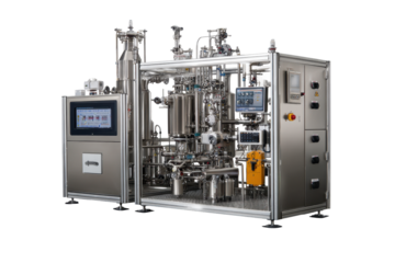Stainless Steel Pilot Plant Reactor Unit on Transparent Background