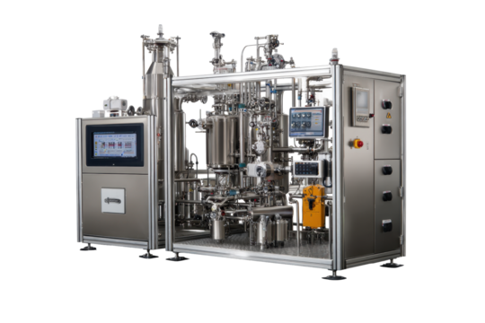 Stainless Steel Pilot Plant Reactor Unit on Transparent Background