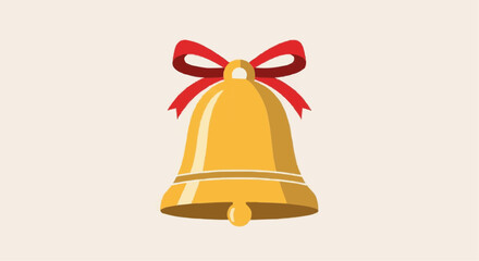 Christmas 2025  golden christmas bell with red ribbon vector illustration holiday season festive decoration and celebration design vector