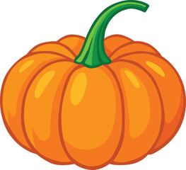 Bright orange pumpkin with a green stem, symbol of autumn, harvest season, Thanksgiving, and Halloween. Perfect for seasonal food, healthy eating, farming, and fall decorations