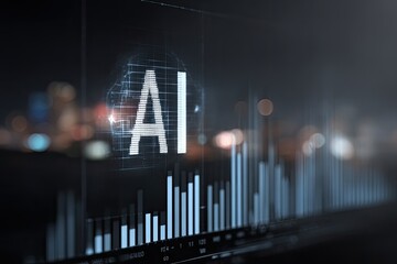 AI data overlay on night city view