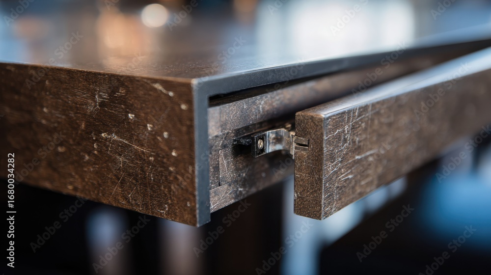 Aufkleber composite material expandable table with integrated leaf mechanism emphasizing texture detail as for