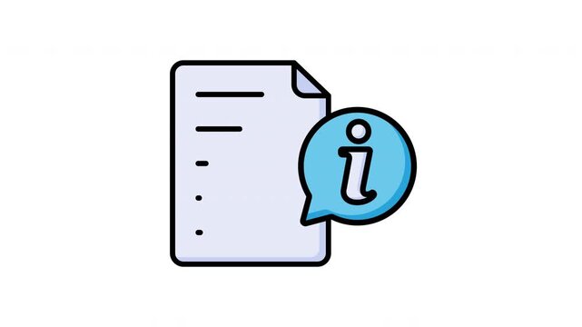 Information Document Animation Icon with Info File Symbol. Perfect for concepts of documentation, report, instruction, content, and knowledge sharing.