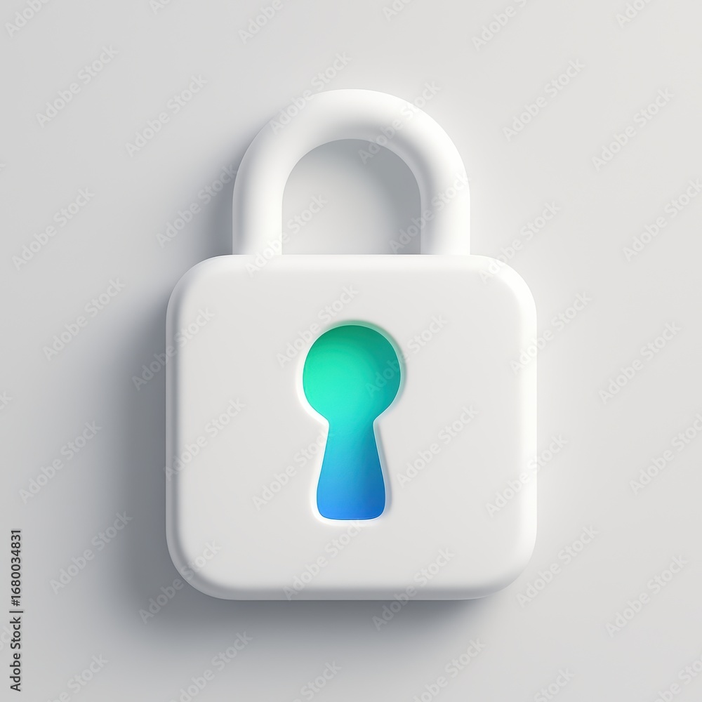 Aufkleber secure lock icon: a digitally rendered padlock with an inviting, gradient keyhole. this minimalistic