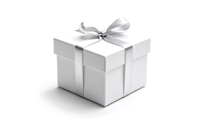 Obraz premium Silver gift box with ribbon