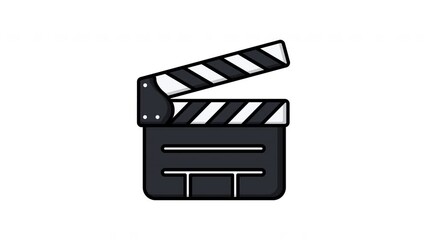 Clapperboard Icon Animation for Movie and Film Production. Perfect for illustrating movie making, directing, action scenes, and entertainment media.