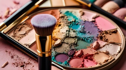 make up brushes and powder