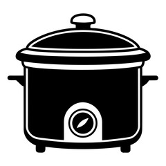 Simple Slow Cooker Black Silhouette Vector Illustration on White Background