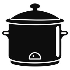 Simple Slow Cooker Black Silhouette Vector Illustration on White Background