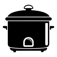 Simple Slow Cooker Black Silhouette Vector Illustration on White Background