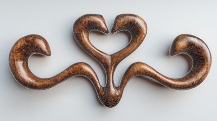 Obraz premium Symmetrical wood sculpture, curvy, heart-shaped top on neutral background
