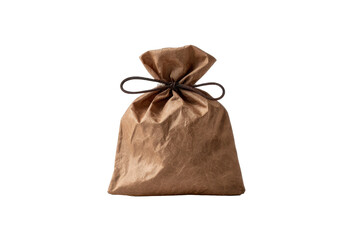 Brown Drawstring Pocket Bag on Transparent Background