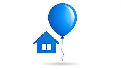 Blue house and balloon