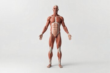 Male Muscular Anatomy, Studio, White Background, Medical Illustration