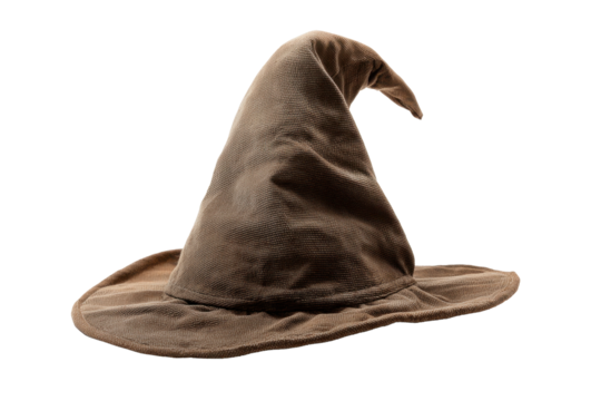 Brown Pointed Wizard Hat on Transparent Background