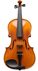 Fototapeta premium Wooden violin with strings and chin rest isolated on white or transparent background. PNG, musical instrument