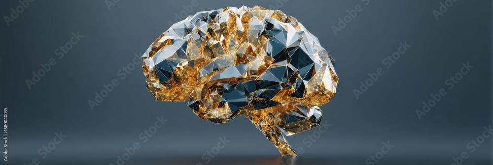 Aufkleber creative geometric representation of a brain symbolizing innovation and intelligence in a modern art