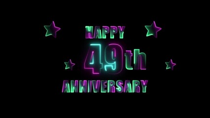 Colorful glowing neon design celebrating Happy 1 th Anniversary with shining stars, vibrant text, and festive highlights, perfect for party invitations, event banners, social media posts.