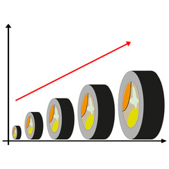 Sushi roll chart. Japanese food vector. Culinary growth symbol. Tasty cuisine statistic.