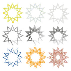 Star circle decoration. Geometric abstract vector. Symmetrical artistic figure. Decorative round element.