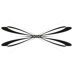 Dragonfly icon. Wing symbol. Black silhouette. Vector graphic.