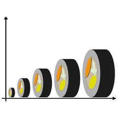 Sushi roll growth. Japanese food vector. Culinary consumption chart. Tasty cuisine symbol.