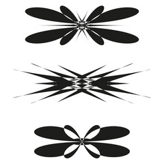 Wing icon. Divider symbol. Black symmetric set. Vector graphic.