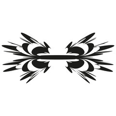 Abstract wing figure. Sharp feather shape. Dynamic graphic symmetry. Vector art