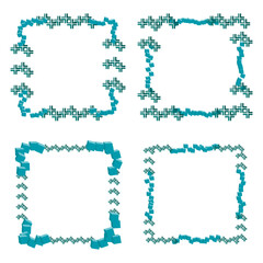 Frame icon. Border emblem. Blue dotted outline. Vector design