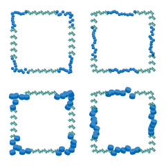 Frame icon. Border emblem. Blue wavy outline. Vector design
