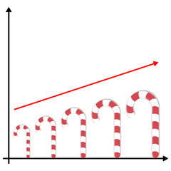 Chart icon. Candy symbol. Red growth line. Vector graphic