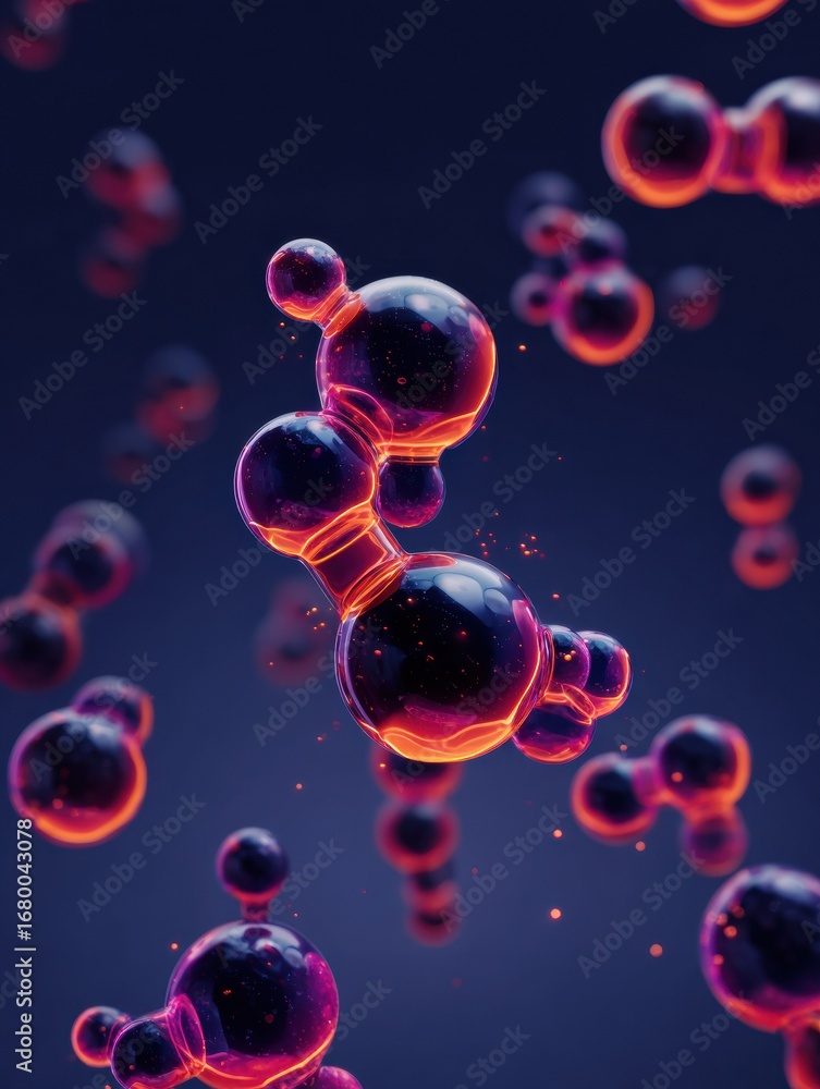 Poster visual representation of molecular structures highlighting the complexity of chemistry and the beaut