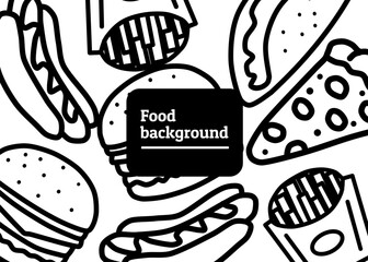 Fastfood illustration with white background, food packaging, menu illustration hand drawn print ads, food business, restaurant