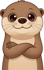 귀여운팔짱낀수달캐릭터