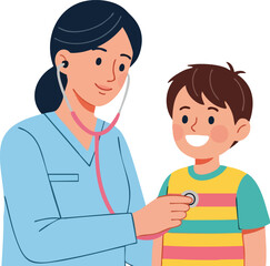 Fototapeta premium Doctor Examining Child with Stethoscope.
