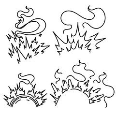 hand drawn doodle impact motion and explosion element illustration cartoon