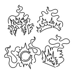 hand drawn doodle impact motion and explosion element illustration cartoon
