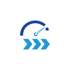 Speedometer Acceleration Icon with Forward Arrows – Performance Vector