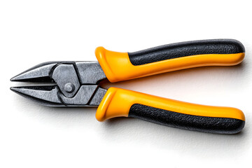 Obraz premium Insulated tool pliers featuring ergonomic handles and sharp jaws, detailed and realistic design, isolated on white background.