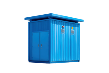 Blue Electrical Power Box on Transparent Background