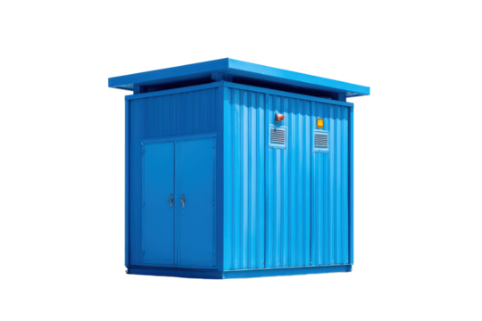Blue Electrical Power Box on Transparent Background