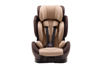Beige Child Car Seat on Transparent Background