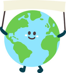 Earth holding a banner