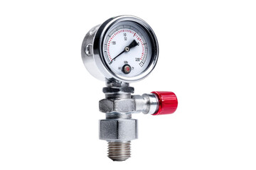 Chrome Pressure Manometer with Switch on Transparent Background