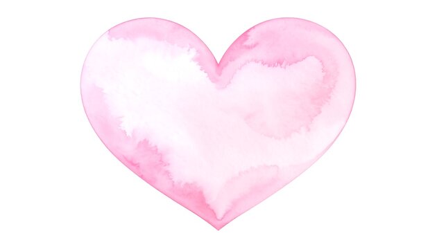 Watercolor pink heart illustration expressing love and affection on white background