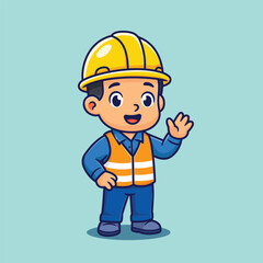 worker builder cartoon with yellow helmet, industrial cartoon collection