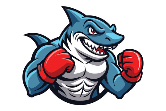 Aggressive boxer shark ready to fight with powerful stance and intense gaze