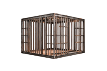 Isolated Vintage Prison Cell Cage on Transparent Background