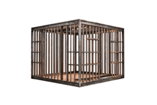 Isolated Vintage Prison Cell Cage on Transparent Background